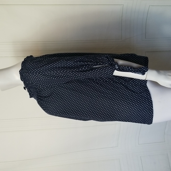 Eden & Oliva SZ Small Top Blue White Polka Dot On or Off the Shoulder Nautical - Picture 2 of 10